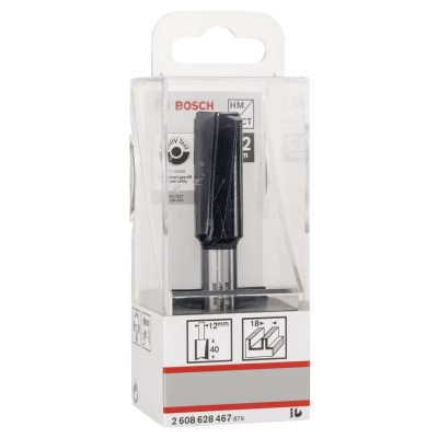 Bosch - Standard Seri Ahşap İçin Çift Oluklu, Sert Metal Ekstra Uzun Düz Freze Ucu 12*18*81mm
