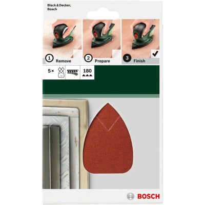 Bosch - Multi Zımpara Kağıdı 5'li, 95 x 135 mm 180 Kum 4 Delik